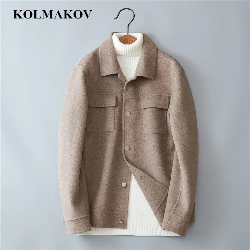 

KOLMAKOV 2019 New Mens Short Woolen Coats Double-Faced Wool Outerwear Coats Top Quality Spring Windbreakers Homme Jackets Men