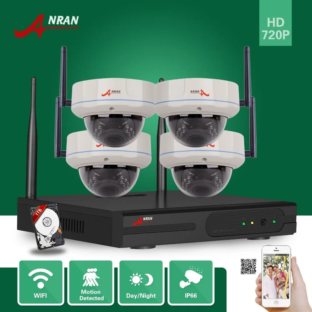 ANRAN Security CCTV 4CH Wifi NVR 30 IR Vandalproof Dome 720P Wireless