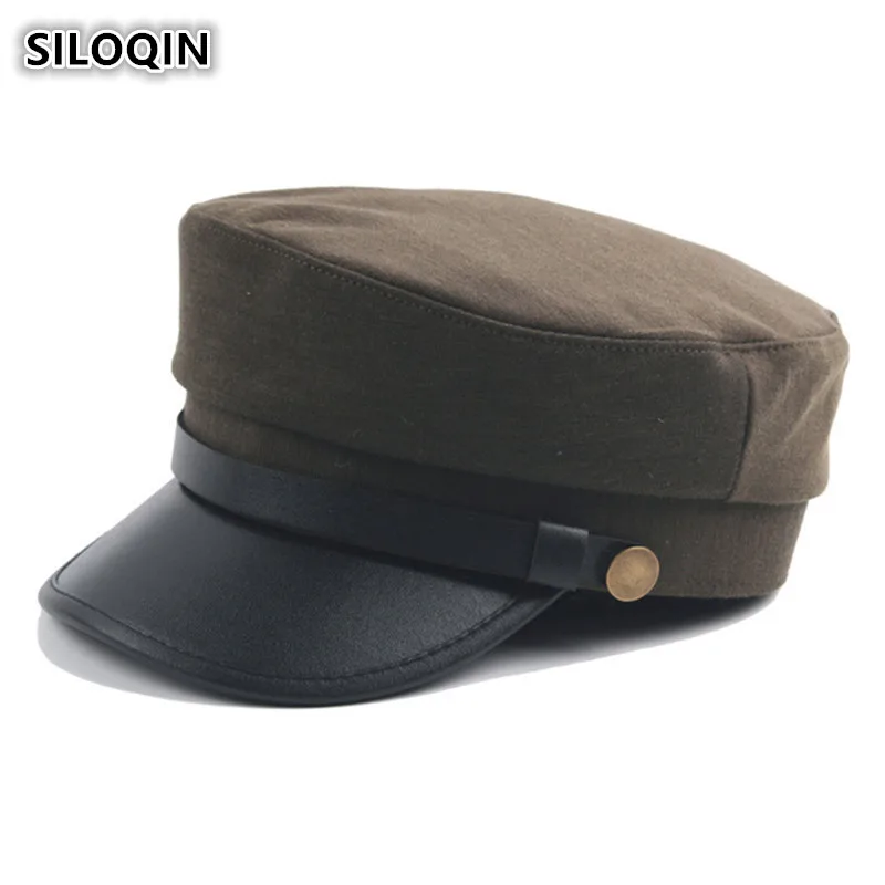 SILOQIN женская элегантная трендовая плоская кепка унисекс Британские ретро армейские военные шапки папа бренд шапка s простой винтажный козырек шляпа для мужчин