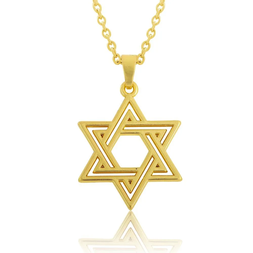 

RAINXTAR Fashion Alloy Rhodium Gold Color Classic Star Of David Pendant Necklaces For Unisex FN068
