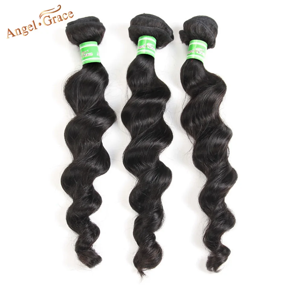 

ANGEL GRACE Hair Brazilian Loose Deep Wave Hair Bundles 1/3/4 Bundles 100g Remy Hair Weave Bundles 100% Human Hair Extensions