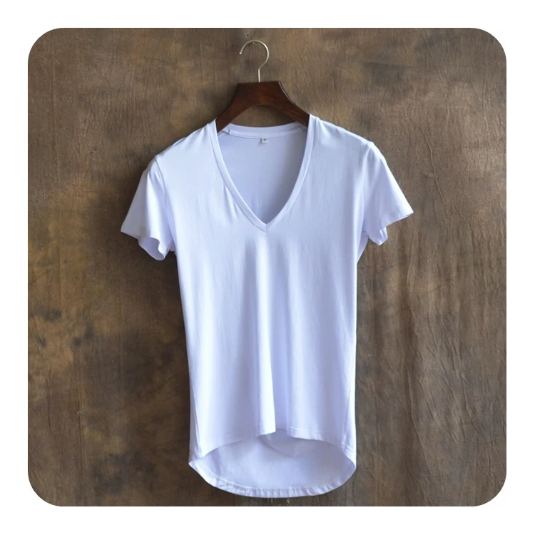 Front Short Back Long ArcHem Tshirt font b Men b font Brand Clothing Hip Hop T