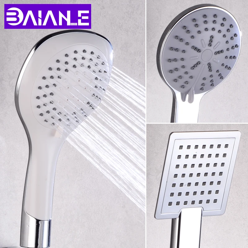 

Bathroom Shower Head Rainfall Chrome Adjustable 5 Modes ABS Plastic High Pressure Water Saving Handheld SPA Shower Heads Square