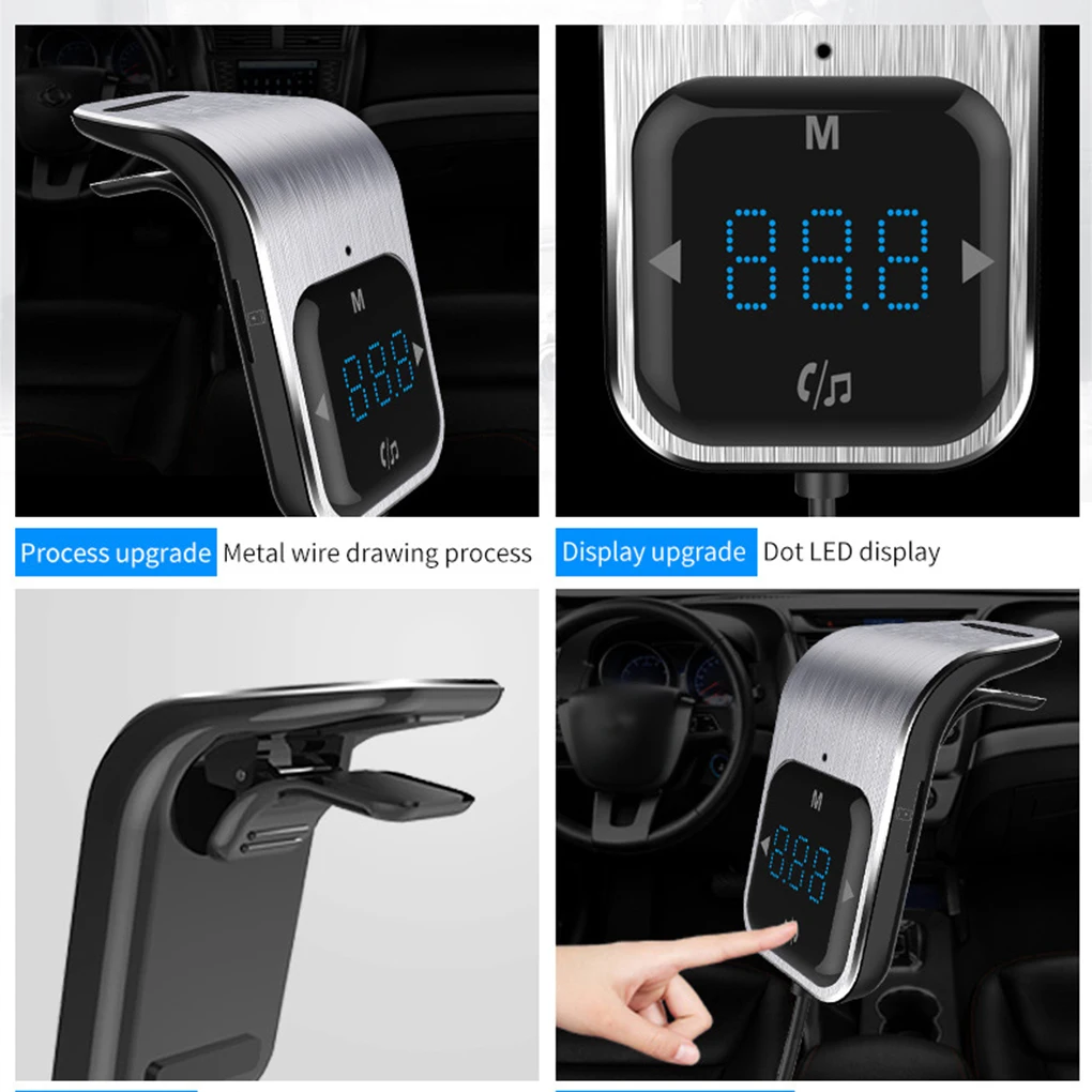 Светодиодный дисплей Hands Free беспроводной Bluetooth 4,2 fm-передатчик авто, аудио mp3-плеер TF карты двойной USB зарядное устройство