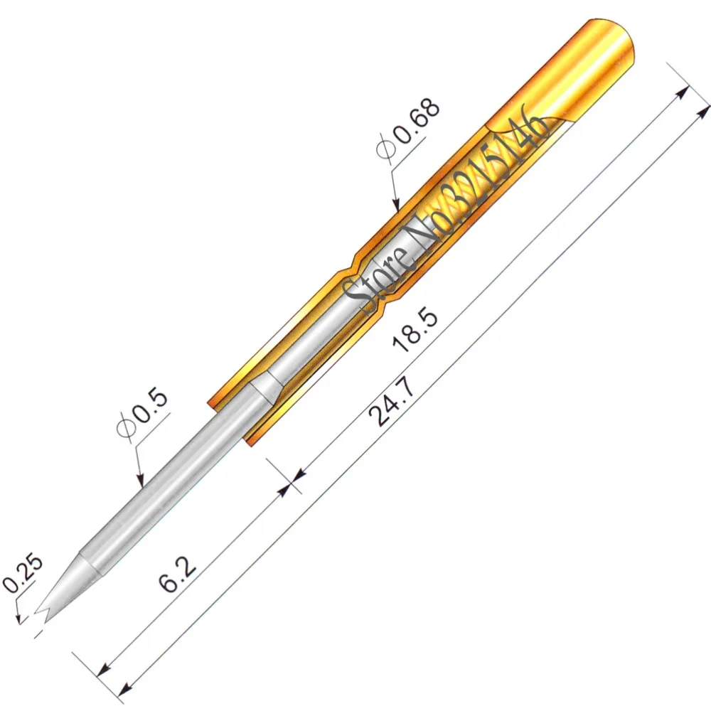 100Pcs in a Pack Dia 0.50mm P02 F1 Spring Test Probes Pogo Pin Length