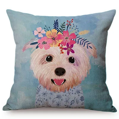 Cute Watercolor Painting Cat Flamingo Dog Kid's Nursery Art Room Decorative Throw Pillow Case Cotton Linen Animal Cushion Cover M090-14