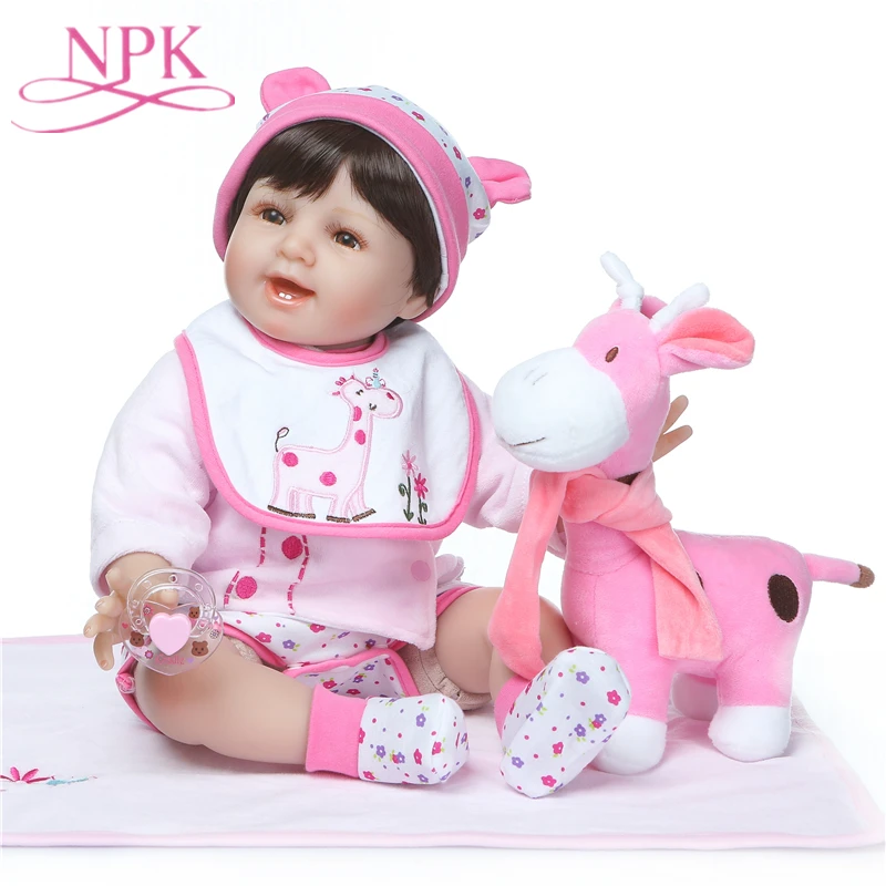 

NPK 55CM Silicone Reborn Baby Dolls Toys Vinyl Adorable Lifelike Princess Toddler Girl Cloth Babies Doll Best Birthday Gift