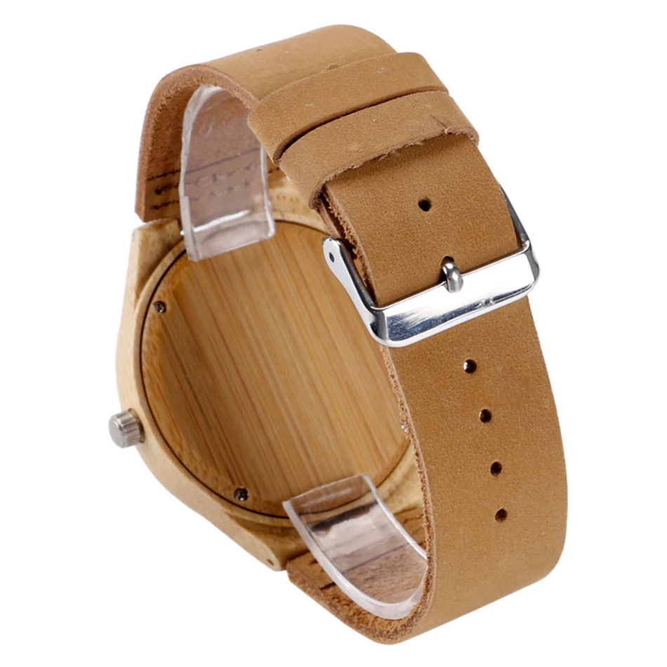 Creative Tiger Wooden Watch Quartz Fashion Men Bamboo Trendy Nature Wood Women Sport Genuine Leather Band Strap Reloj de madera 6