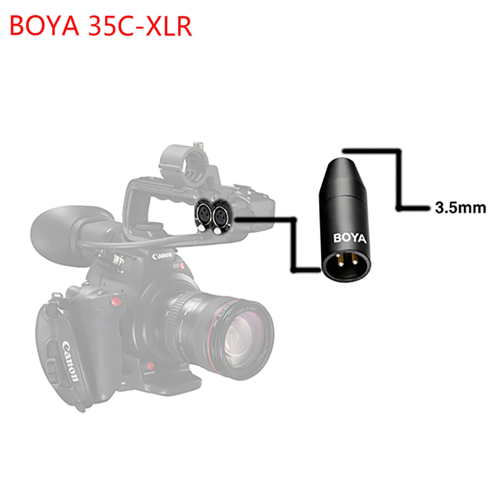 

BOYA 35C-XLR 3.5mm Mini Jack to XLR Converter Adapter Microphone Accessories Gold Plated Connector for Professional Mixer Camera