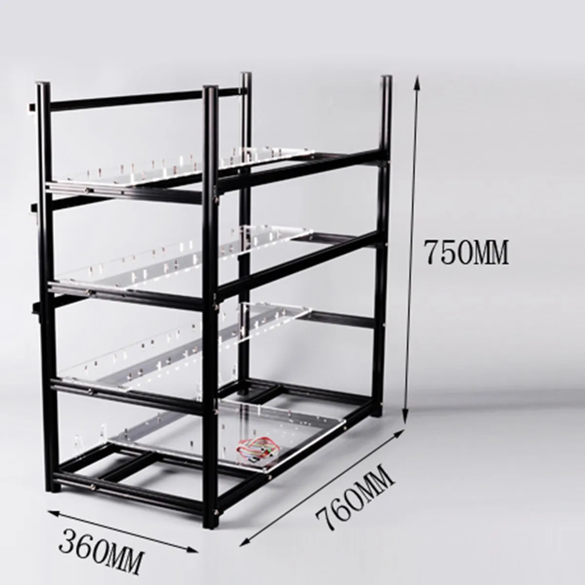 Silver Mining Rig Aluminum Stackable Case Open Air Frame ETH/ZEC/Bitcoin Hold 19 GPUs Supports 18 Fans