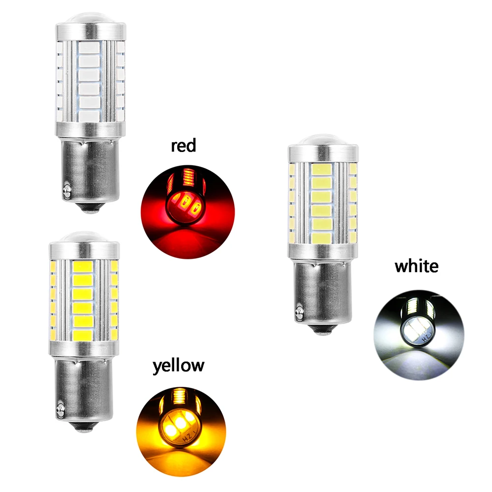 1 шт. Автомобильный светодиодный светильник дневного света 33SMD автомобильные запчасти автомобильные аксессуары Желтый/Красный/Белый 1156 BAU15S PY21W
