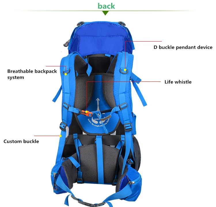 80L Camping Backpacks Outdoor Travel Bag Nylon Superlight Alloy Inner support Frame