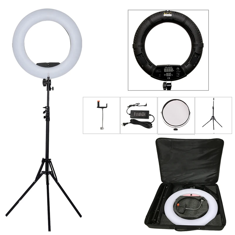Conduziu a Lâmpada Fotográfica plus Suporte m plus Yidoblo Preto Fd 480ii 18 Studio Pode Ser Escurecido Anel Define 480 Led Video Light Lamp Iluminação 2