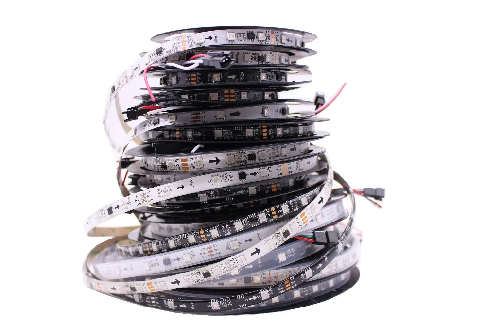 5m DC12V WS2811 LED STRIP TAPE LIGHT Black / White PCB 30/48/60 leds/M 3led addressable waterproof IP20 IP65 IP67 Led Pixel | Освещение