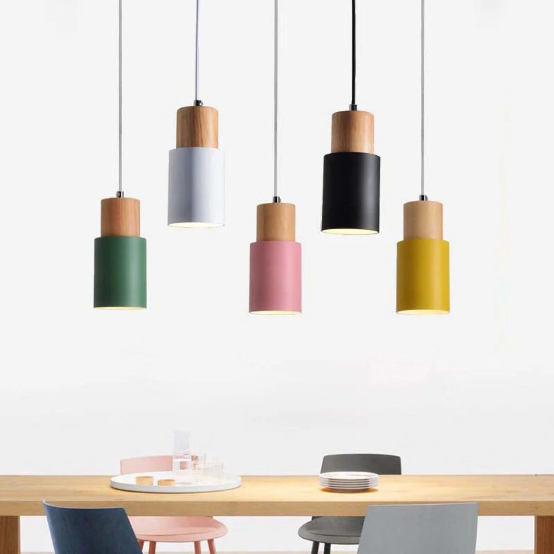 Nordic Suspension Wood Pendant Light Home Lighting Hanging Pendant Lamp LED E27 E26 110V 220V Restaurant Pendant Lights (7)