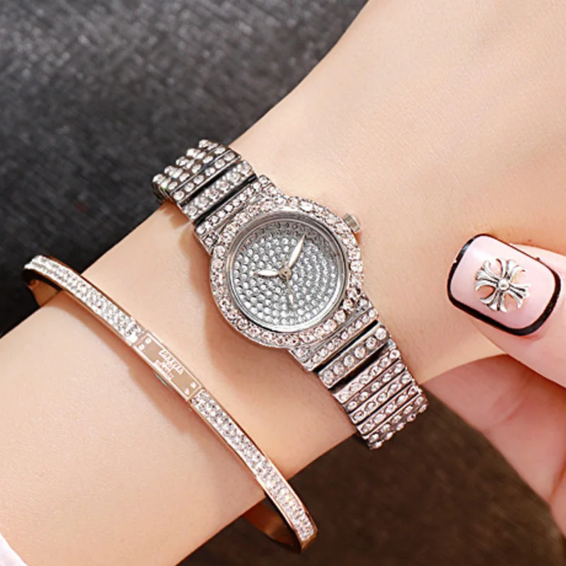 

Luxury Crystal Women Wristwatches Silver Steel Belt Small Watch Fashion Starry Diamond Ladies Quartz Clock relogio feminino 2019