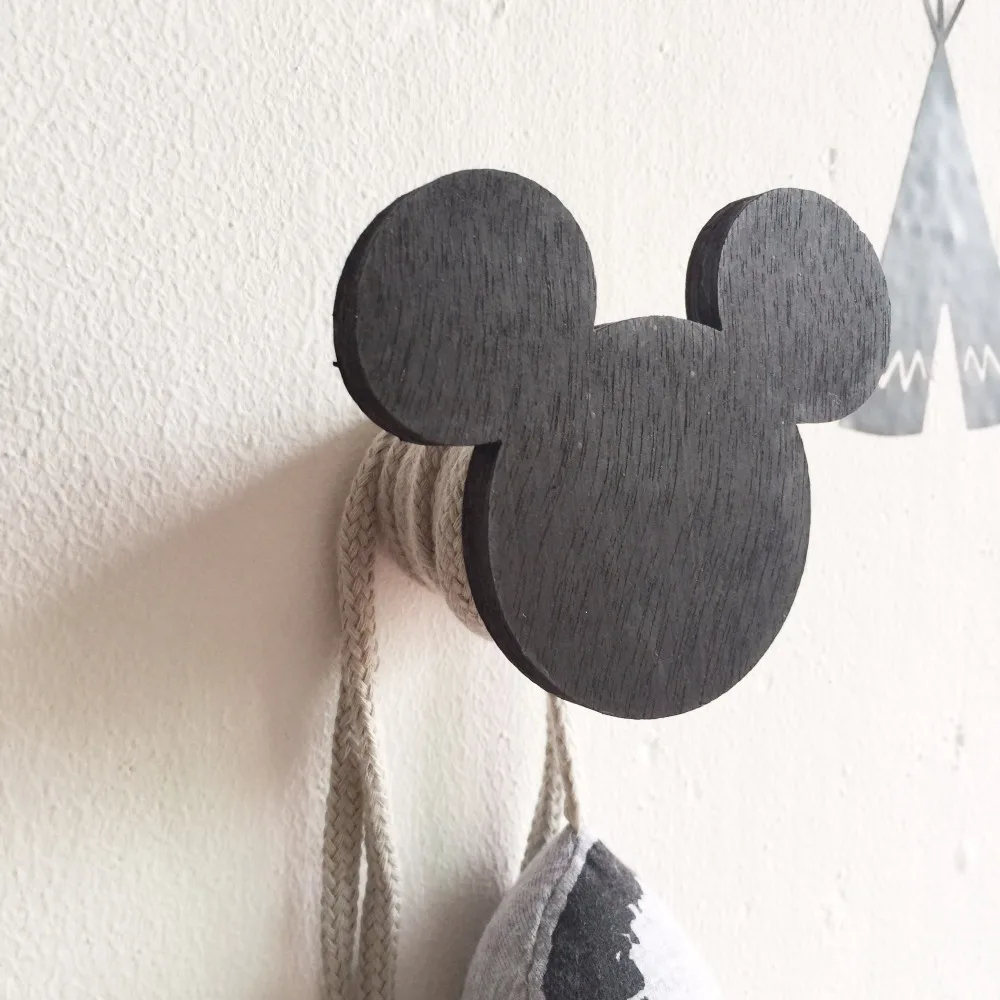 Симпатичные мыши деревянный крюк вешалки для детей украшение стены комнаты экологический крюк для детей подарок