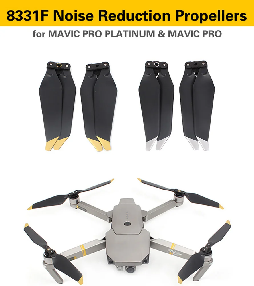 4 пары пропеллеров для DJI Mavic Pro Platinum 8331 малошумные быстросъемные пропеллеры золотого и серебристого цвета для DJI Mavic Pro Аксессуары