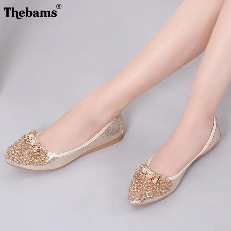 Thebams Plus Size31 45 Designer Crystal Woman Flat Shoes Elegant