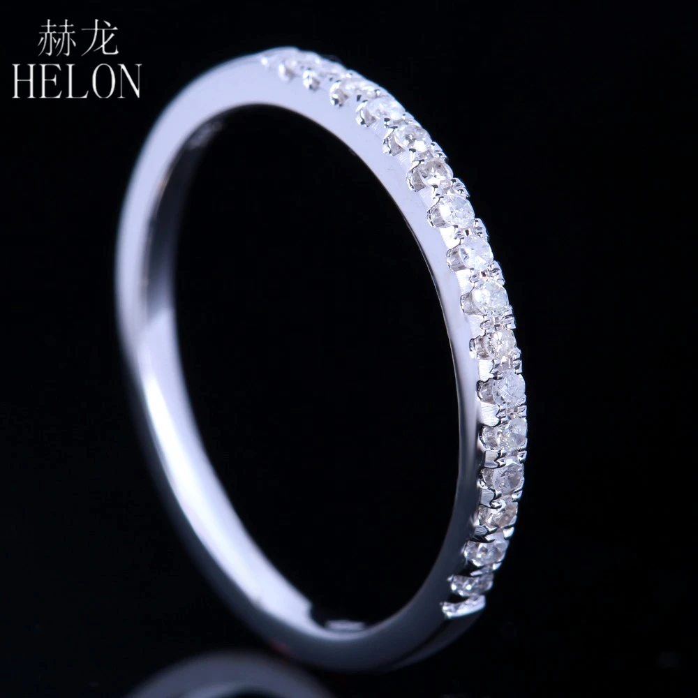 Стерлинговое Серебро HELON 925 Pave 0.12ct натуральные бриллианты обручальное кольцо на головщину группа женские модные ювелирные изделия