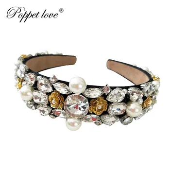 

Full pearl and crystal Headband Hot snowflake Headwear Hair Band Fashion Xmas Decoration Hairbands