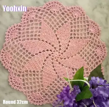 

30cm Modern lace cotton table place mat crochet round coffee placemat pad Christmas pan coaster cup mug tea dining doily kitchen