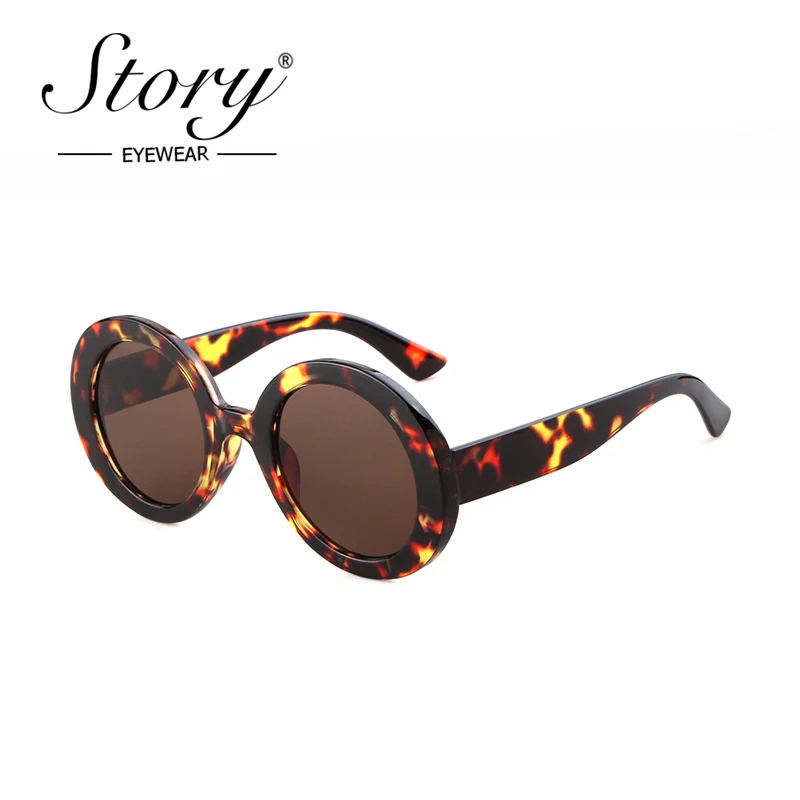 

STORY Leopard Round Sunglasses for Women Vintage Fashion Shades Female Retro Small Oval Glasses For Women Luxury Brand Oculos