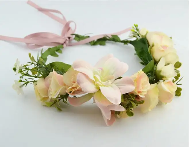 Bridal Bohemian Flowers Wedding Headwear Floral Crown Headband Adjustable Hair Wreaths for beach wedding ZH004
