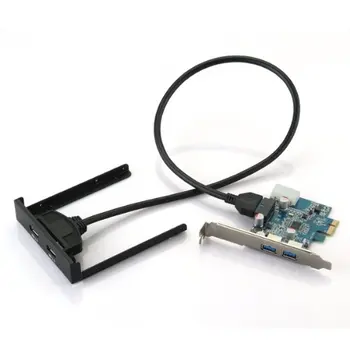 

PCI Express PCI-E Card 2 Port Hub Adapter + USB 3.0 Front Panel 5Gbps Hi-Speed