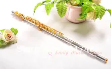 Cupronickel Flute Golden keys Silver plated Body With case EMS free shipping Wind Musical instruments on Sale