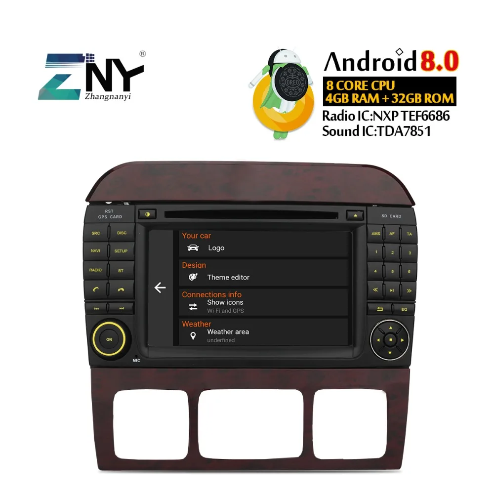 Best 7" IPS Android 8.0 Car DVD GPS For Benz S CL Class S320 S350 W220 W215 CL600 Auto Stereo Radio FM Audio Video Free Rear Camera 2