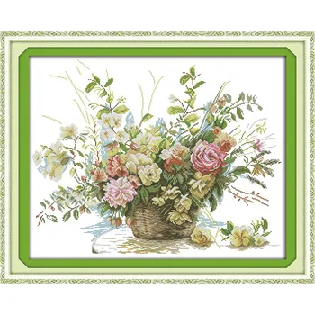 

Everlasting Love The Rose Flower Basket (2) Chinese Cross Stitch Kits Ecological Cotton Stamped 14 DIY Gift Christmas Decoration
