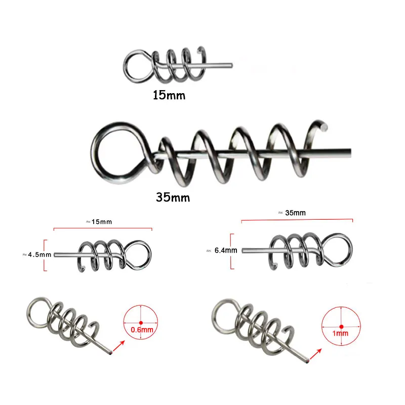 

100pcs/200pcs 1.5cm/3.5cm Spring Centering Pins Spiralbait Fixed Latch Needle Spring Crank Lock for Soft Lure Fishing Accessorie