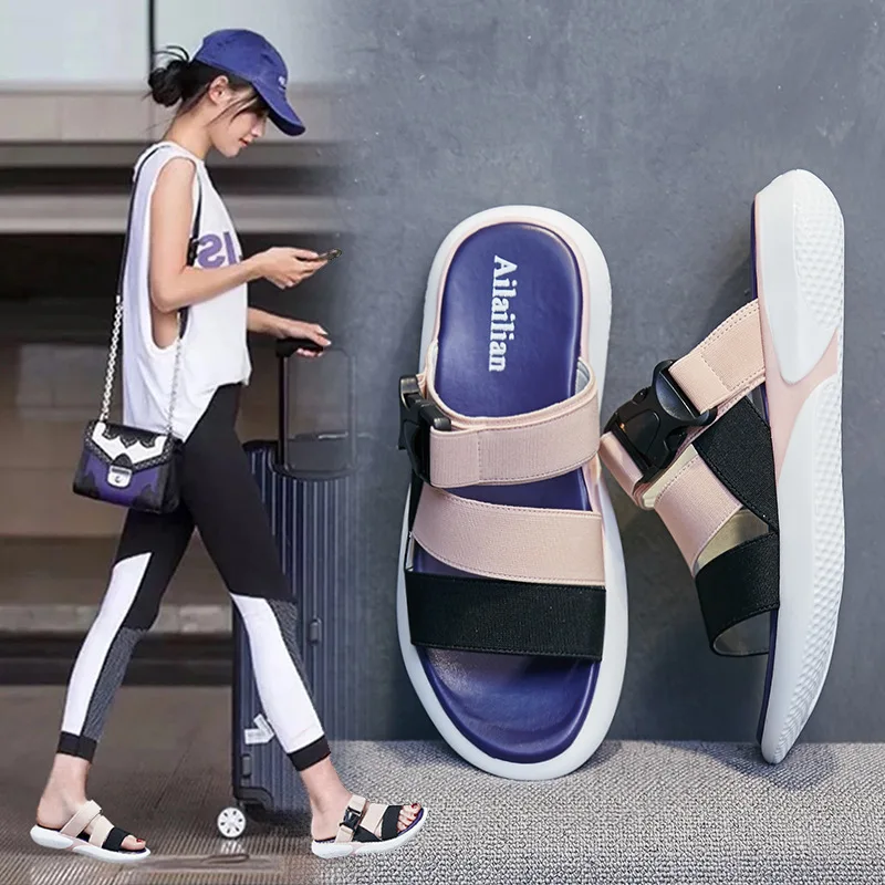 

Fashion Summer Platform Sandal 2018 Flat with Solid Open Toe Women Sandals Shallow women's clogs Designer Shoes