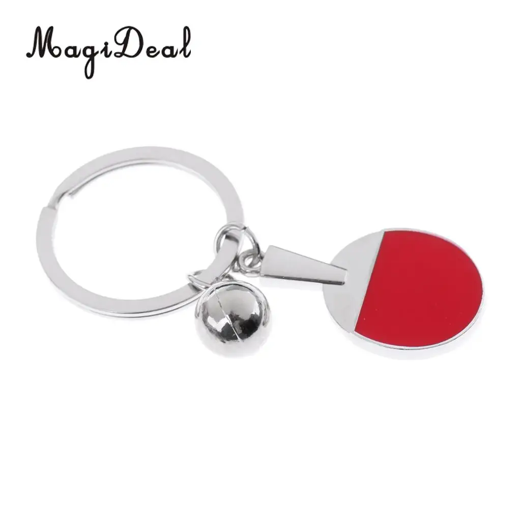 MagiDeal Sturdy Alloy Table Tennis Style Keychain Mini Paddle Ball Keyring Bag Decor Gifts Souvenir 