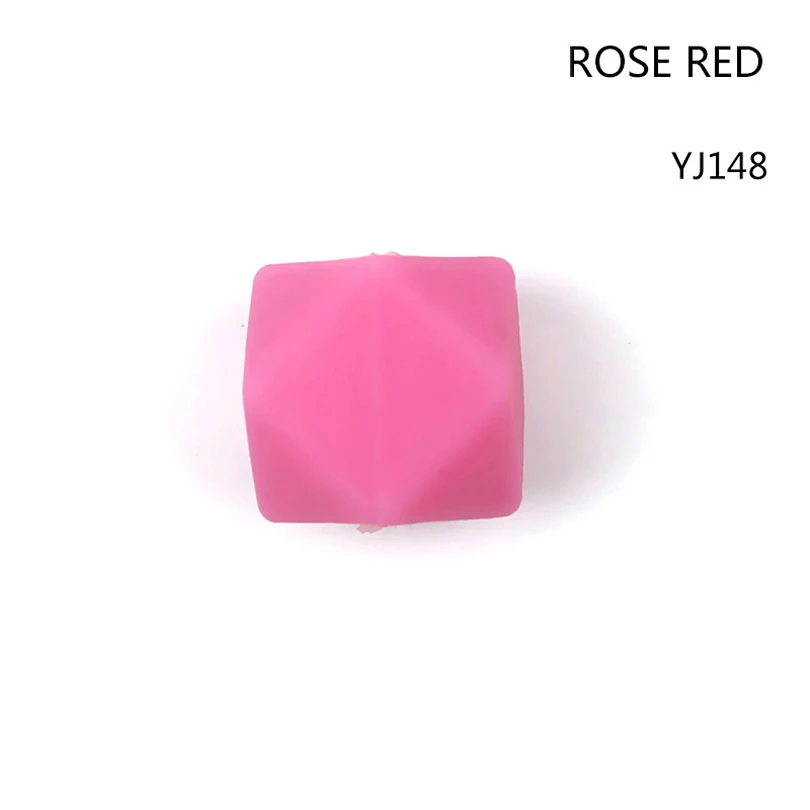 10 шт Силиконовые шестигранные шарики для прорезывания зубов 14 мм Детские Прорезыватели из бисера для самостоятельного изготовления сосок цепочка ожерелье браслет BPA бесплатно жевательные игрушки подарок - Цвет: 10pcs Rose Red