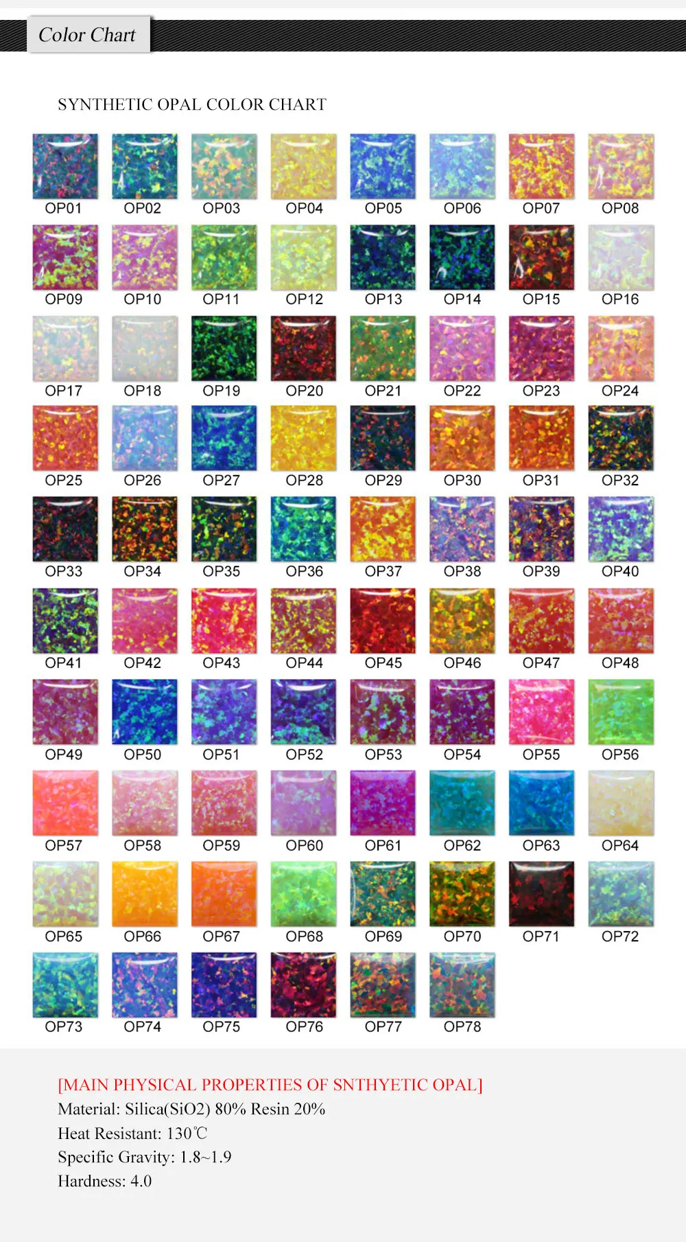 OPAL COLOR CHART
