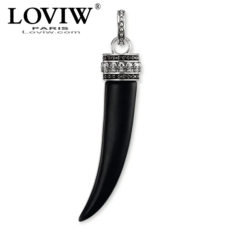 

Black CZ skulls Tooth Necklace Pendant European thomas Style new Silver Cool Black Zirconia Onyx Jewelry For Men DIY Gift Bijoux