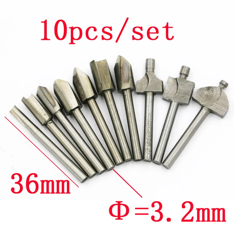 

10 pcs Woodworking Milling Cutters 1/8" 3.2mm Shank Carbide Router Bit For Wood Cutter Trimming Engraving Cutting Tools