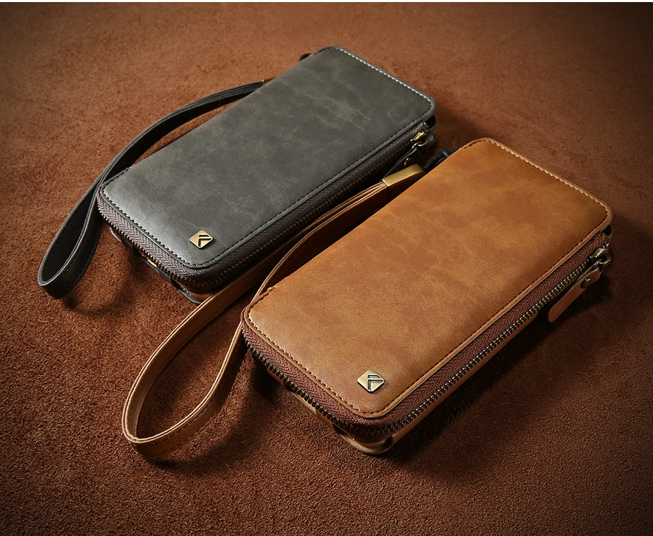 PU Wallet Case For iPhone 6 6S 7 Plus Leather Cover Zipper Handbag (7)