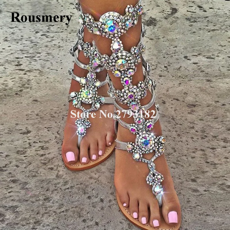 Women Luxury Style Mixed Colors Rhinestone Flat Sandals Clip Toe Beautiful Crystal Bohemia Flat Sandals Strap Buckles Sandals women luxury style mixed colors rhinestone flat sandals clip toe beautiful crystal bohemia flat sandals strap buckles sandals