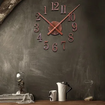 DIY Retro Clock Saat Wall Clock Digital Wall Clocks Horloge Murale Self Adhesive Watch Reverse Pointer Decor
