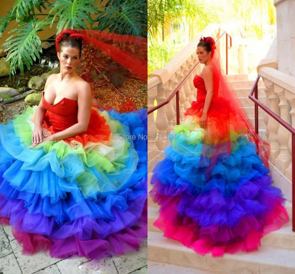 Multi Color Bridal Wedding Dresses 2014 Brand New Colorful Sexy