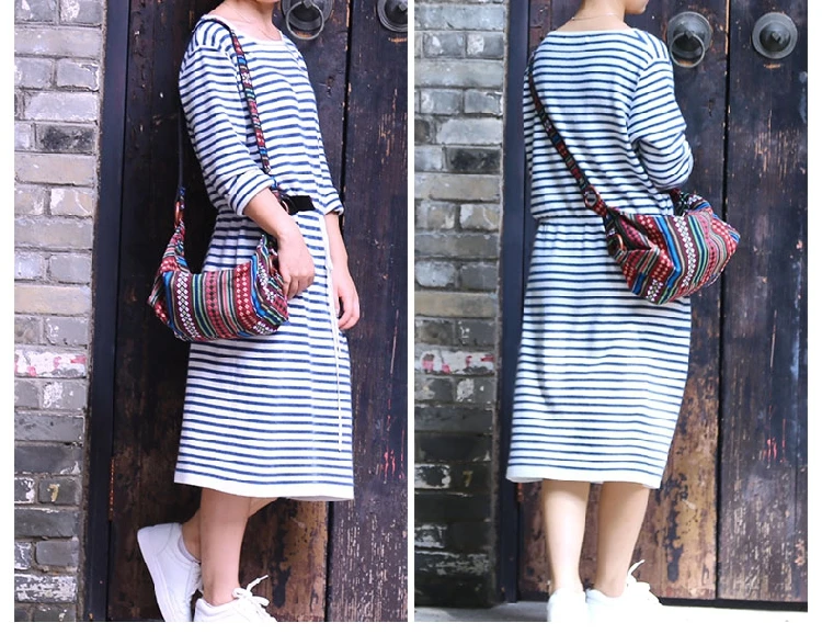  striped Hobo Cotton Sling Cross Body  women Messenger Shoulder Bag Hippie Boho Bohemian Light adjustable strap DIy Handbag womens   (34)