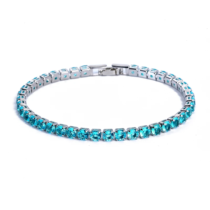 

Simplified Layer Colorful Round Zircon 925 Sterling Silver Hand Chain 10 Options M01-BR0122
