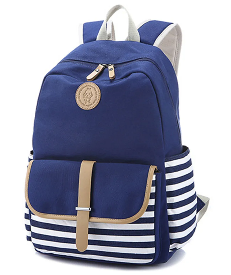 Resistente à Água Bolsa de Escola para Meninas Adolescentes e Crianças Stripe Lona Bookbags Bonito Leve Escola Mochilas Mais Durável