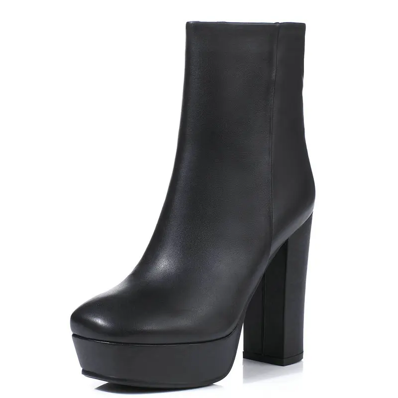 

Brand Design Block Heel Platform Ankle Boots for Women Square toe Short Boots Ladies Luxury Genuine Leather Boots Winter Shoes