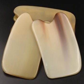 

White yak horn scraping plate massage facial beauty Chinese Medicine Guasha Health Cure Tool Gua Sha board Acupuncture Hand 1pcs