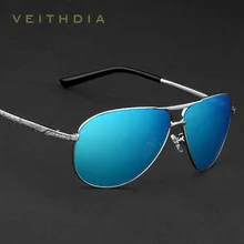 Мужские зеркальные солнцезащитные очки VEITHDIA, классические модные очки с поляризационными стеклами, степень защиты UV400, для мужчин и женщин, модель 2556