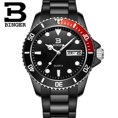 Швейцарские роскошные мужские часы Бингер бренд Кварцевые полностью из нержавеющей стали модные светящиеся наручные часы 1 год guaratee B9203M-11 - Цвет: Item 8